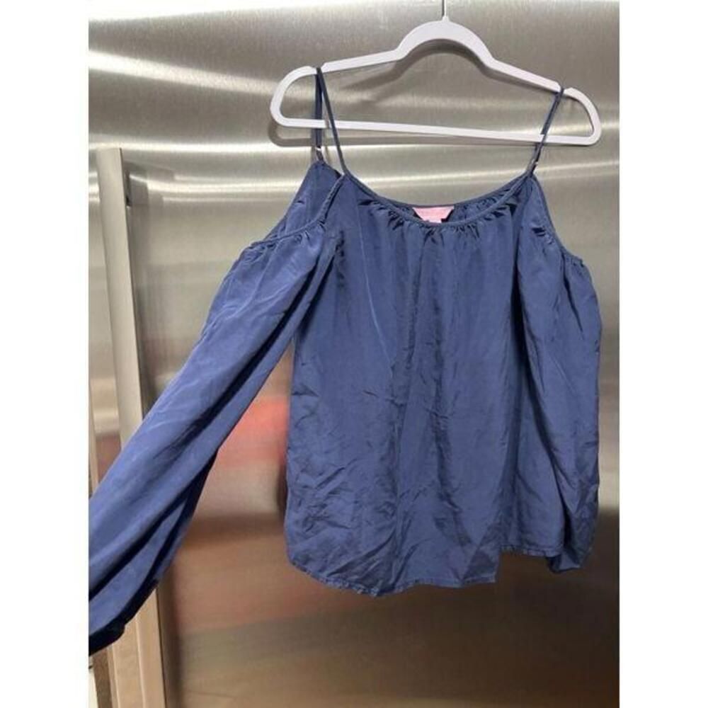 Lilly Pulitzer‎ Ladies Size small Candace Silk Cold Shoulder Top Navy